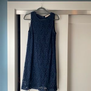 Slate blue lace cocktail dress